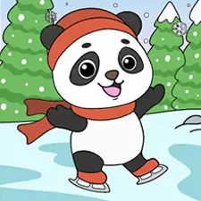 Panda Ice Skating Coloring Page