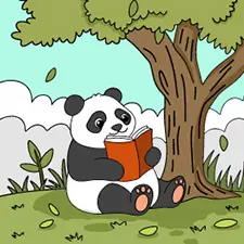 Panda Reading A Book Coloring Page