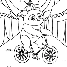 Panda Riding A Bike Coloring Page Black & White