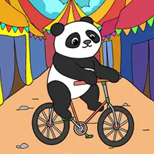 Panda Riding A Bike Coloring Page