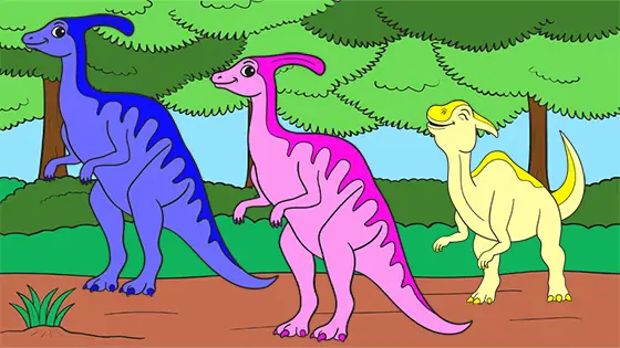 Parasaurolophus Family Coloring Page