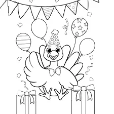 Party Turkey Coloring Page Black & White