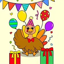 Party Turkey Coloring Page