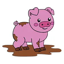 Pig Standing in Mud Coloring Page