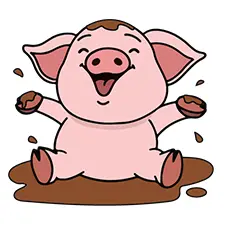 Pig Playing In Mud Coloring Page