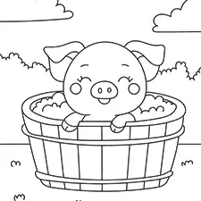Pig Taking A Bath Coloring Page