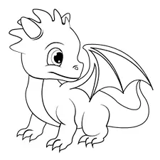 Pink Baby Dragon Coloring Page Black & White