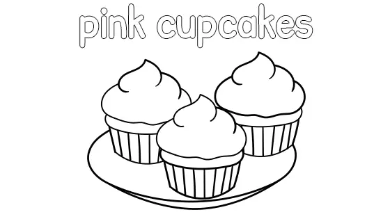 Pink Cupcakes Coloring Page