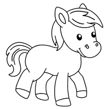 Pink-haired Pony Coloring Page Black & White