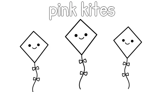 Pink Kites Coloring Page