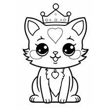 Pink Kitty Princess Coloring Pages Black & White