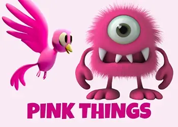 Pink Things - A pink bird and a pink monster
