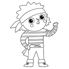 Pirate Boy With Bandana Coloring Page Black & White