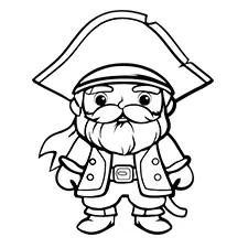 Pirate Captain With A Beard Coloring Sheet Black & White