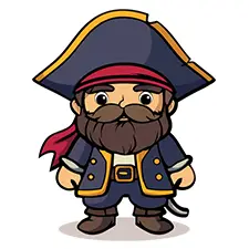 Pirate Captain With A Beard Coloring Sheet