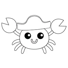 Smiling Pirate Crab Coloring Page Black & White