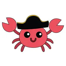 Smiling Pirate Crab Coloring Page