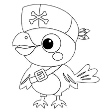 Happy Pirate Crow Colouring Pages Black & White