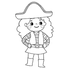 Pirate Girl in Stripes Picture Black & White