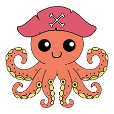 Happy Pirate Octopus Coloring Page