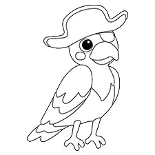 Pirate Parrot With A Patch Printable Black & White