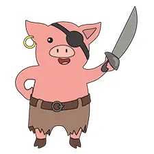 Pirate Pig With A Sword & Patch Picture