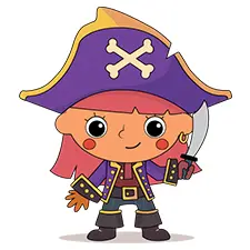 Pirate Princess With Sword Coloring Page