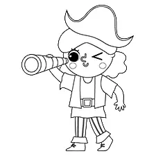 Pirate With Telescope Printable Black & White