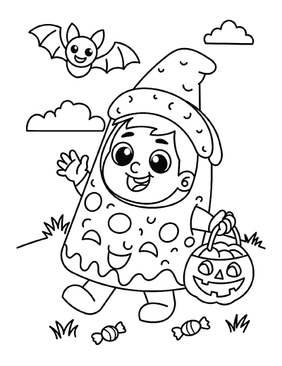 Pizza Kid Coloring Page
