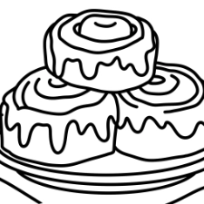 Plate of Cinnamon Rolls Coloring Page