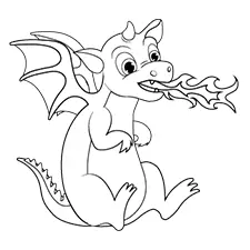 Playful Fire-Breathing Dragon Coloring Page Black & White
