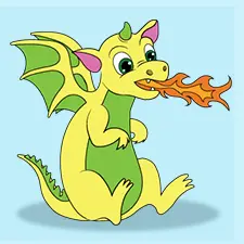 Playful Fire-Breathing Dragon Coloring Page