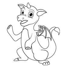 Playful Pink Dragon Coloring Page Black & White