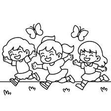 Playing Girls Coloring Page