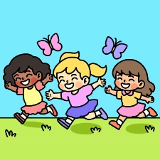 Playing Girls Coloring Page