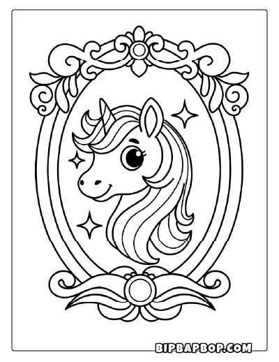 Portrait Unicorn Coloring Page