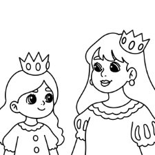 Princess And Queen Coloring Page