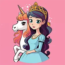 Princess & Unicorn Coloring Page