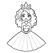 Princess In A Black Gown Printable Black & White