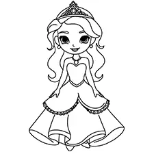 Princess With A Blue Ball Gown Coloring Pages Black & White