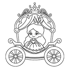 Princess In A Carriage Coloring Page Black & White