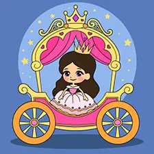 Princess In A Carriage Coloring Page