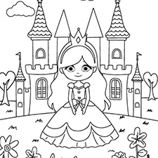 Princess In A Castle Coloring Pages Black & White
