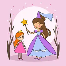 Princess With A Fairy Godmother Printable