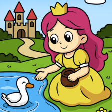 Princess Feeding A Duck Printable