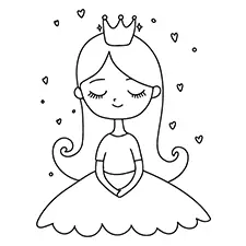 Princess With Flowing Hair Printable Black & White