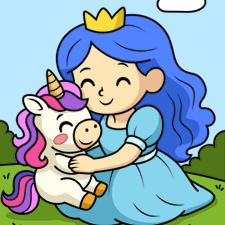 Princess Hugging A Unicorn Printable