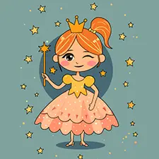 Princess With A Magic Wand Coloring Page