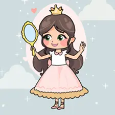 Princess With A Magical Mirror Coloring Page