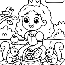 Princess At The Picnic Coloring Page